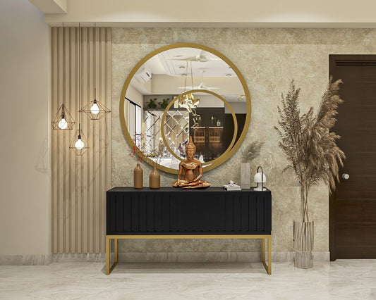 BHS Interio Contemporary Foyer Wall Paneling With Wallpaper & Louvers