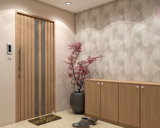 BHS Interio Modern Foyer Wall Paneling With Wallpaper