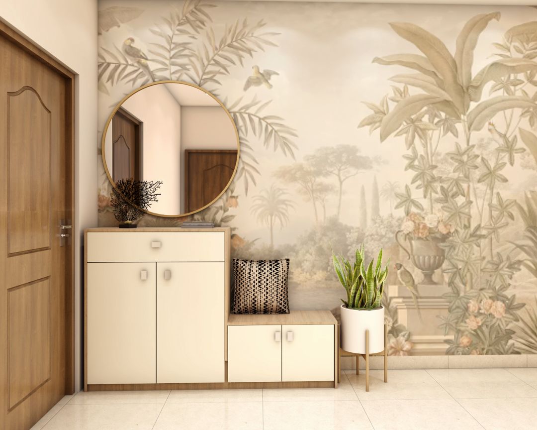 BHS Interio Tropical Foyer Wall Paneling With Wallpaper