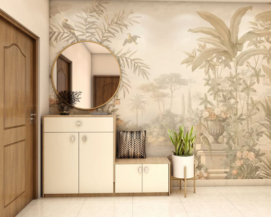 BHS Interio Tropical Foyer Wall Paneling With Wallpaper