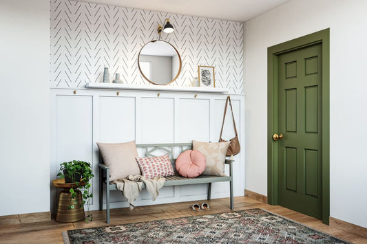 BHS Interio Contemporary Foyer Wall Paneling With Wallpaper & Wall Trims