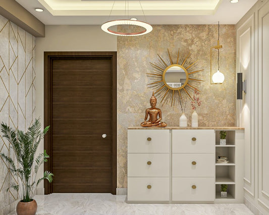 BHS Interio Contemporary Foyer Wall Paneling With Wallpaper