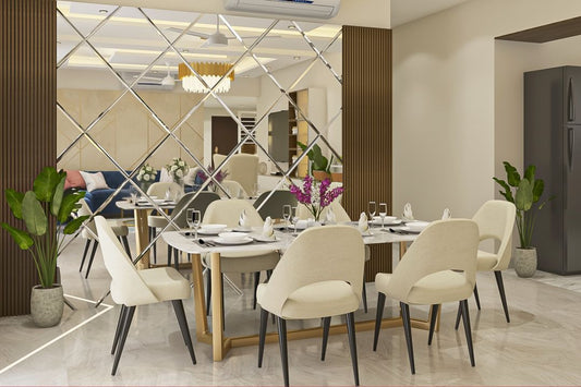 BHS Interio Contemporary Dining Room Wall Paneling with Mosaic Mirror & Louvers