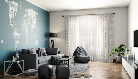 BHS Interio Contemporary Living Room Wall Paneling with Wallpaper
