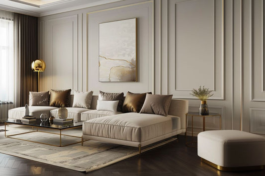 BHS Interio Contemporary Living Room Wall Paneling with Wall Trims & Wall Arts
