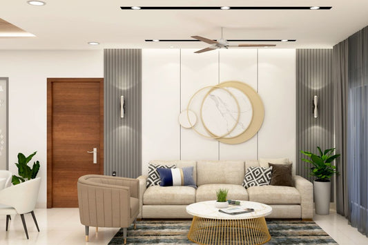 BHS Interio Contemporary Living Room Wall Paneling with Louvers & Laminate