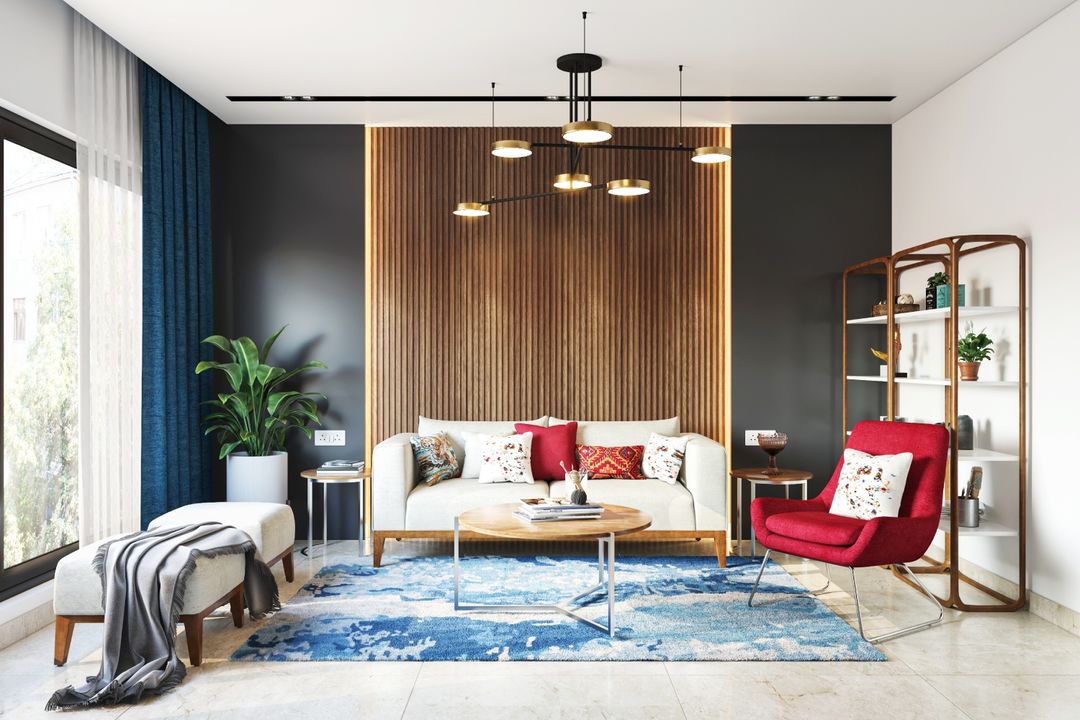 BHS Interio Contemporary Living Room Wall Paneling with Louvers & Laminate
