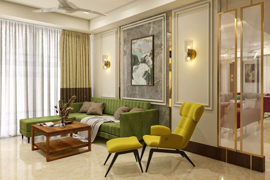 BHS Interio Contemporary Living Room Wall Paneling with Wall Trims & Wall Arts
