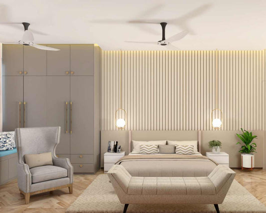 BHS Interio Contemporary Master Bedroom Wall Paneling With Louvers