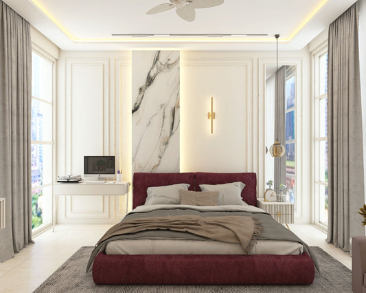 BHS Interio Contemporary Master Bedroom Wall Paneling With Marble Wall Panel And Wall Trims