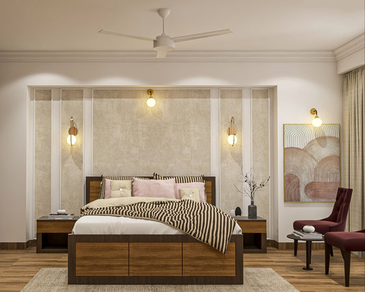 BHS Interio Modern Master Bedroom Wall Paneling With Wall Trims And Wallpaper