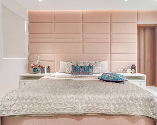BHS Interio Contemporary Master Bedroom Wall Paneling With A Pink Cushioning Wall