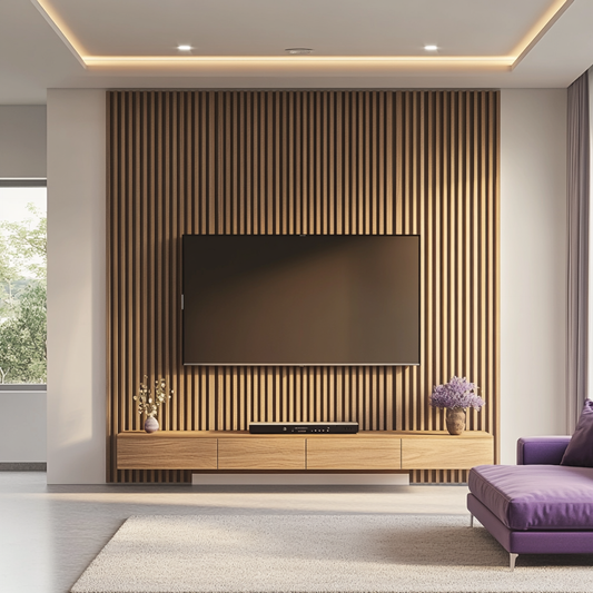 BHS Interio Modern TV Unit Wall Paneling with Louvers