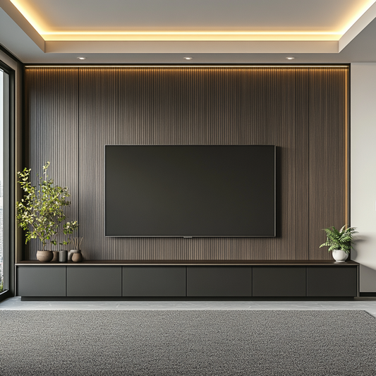 BHS Interio Modern TV Unit Wall Paneling with Louvers