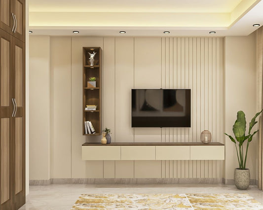 BHS Interio Modern Tv Unit Wall Paneling With Louvers & Laminate