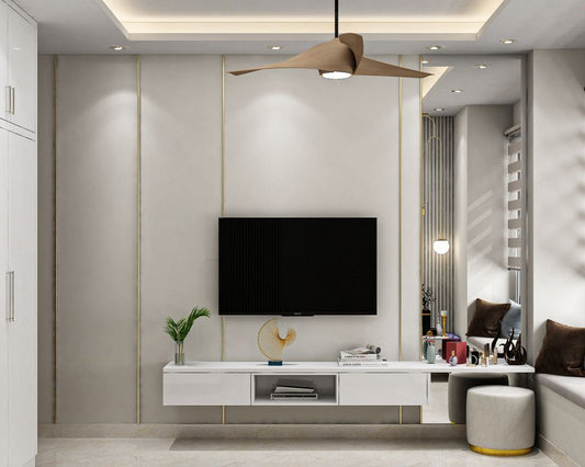 BHS Interio Modern TV Unit Wall Paneling with Wall Trims & Acrylic Mirror