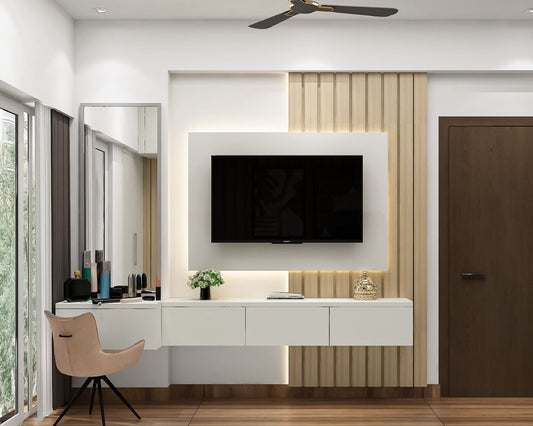 BHS Interio Modern TV Unit Wall Paneling with Louvers & Laminate