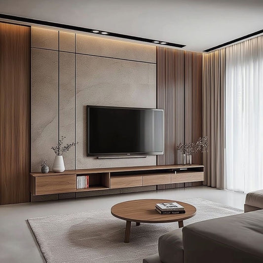 BHS Interio Contemporary TV Unit Wall Paneling with Louvers & Laminate