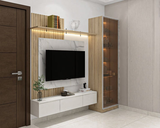 BHS Interio Modern TV Unit Wall Paneling with Laminate & Louvers