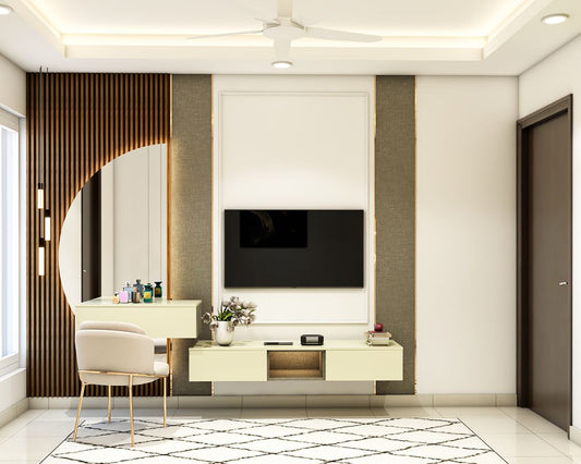 BHS Interio Contemporary TV Unit Wall Paneling with Louvers & Wall Trims