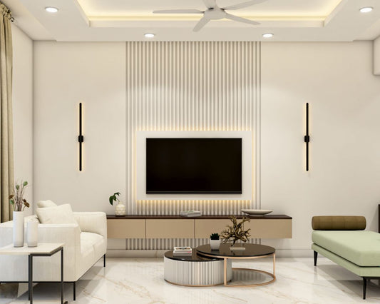 BHS Interio Modern TV Unit Wall Paneling with Louvers