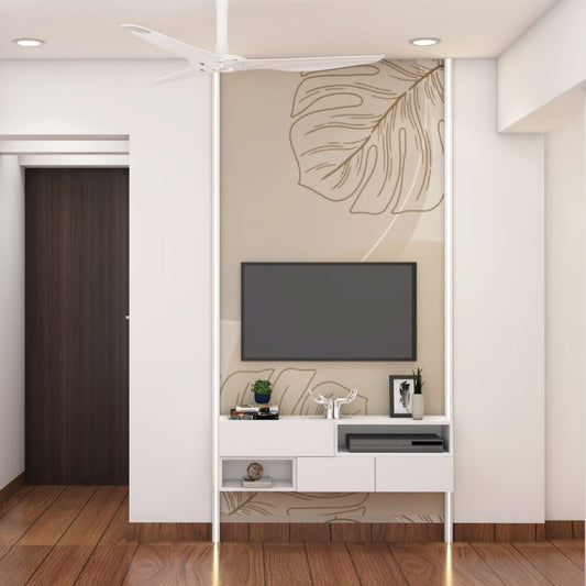 BHS Interio Contemporary Tv Unit Wall Paneling With Wallpaper