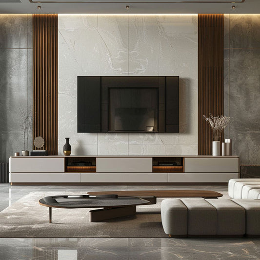 BHS Interio Modern TV Unit Wall Paneling with Laminate & Louvers