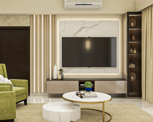 BHS Interio Modern TV Unit Wall Paneling with Louvers & Laminate