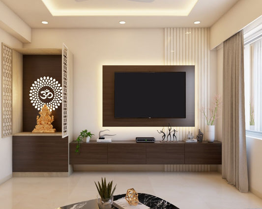 BHS Interio Minimal TV Unit Wall Paneling with Louvers & Laminate