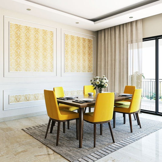 BHS Interio Contemporary Dining Room Wall Paneling with Wall Trims & Wallpaper